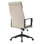 Chaise de bureau haute en cuir LeisureMod Aiaria Collection - Ergonomique, pivotante et inclinable - Roulettes doubles pour l'espace de travail