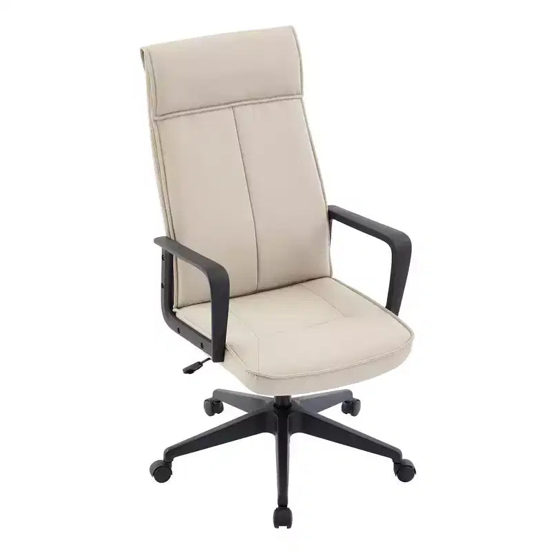 Chaise de bureau haute en cuir LeisureMod Aiaria Collection - Ergonomique, pivotante et inclinable - Roulettes doubles pour l'espace de travail