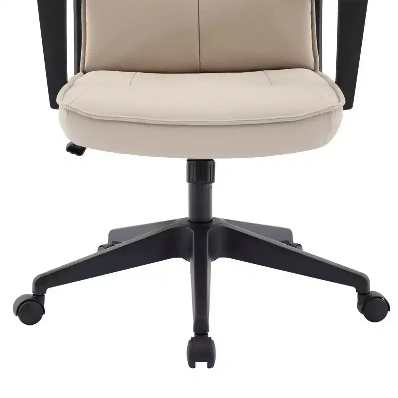 Chaise de bureau haute en cuir LeisureMod Aiaria Collection - Ergonomique, pivotante et inclinable - Roulettes doubles pour l'espace de travail