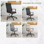 Chaise de bureau haute en cuir LeisureMod Aiaria Collection - Ergonomique, pivotante et inclinable - Roulettes doubles pour l'espace de travail