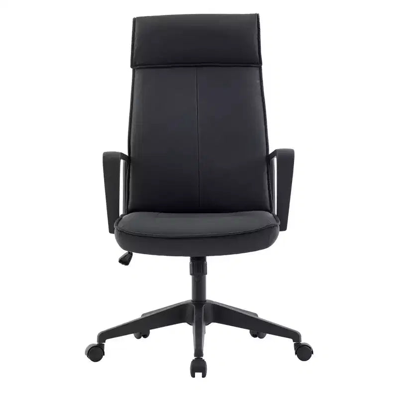 Chaise de bureau haute en cuir LeisureMod Aiaria Collection - Ergonomique, pivotante et inclinable - Roulettes doubles pour l'espace de travail