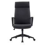 Chaise de bureau haute en cuir LeisureMod Aiaria Collection - Ergonomique, pivotante et inclinable - Roulettes doubles pour l'espace de travail