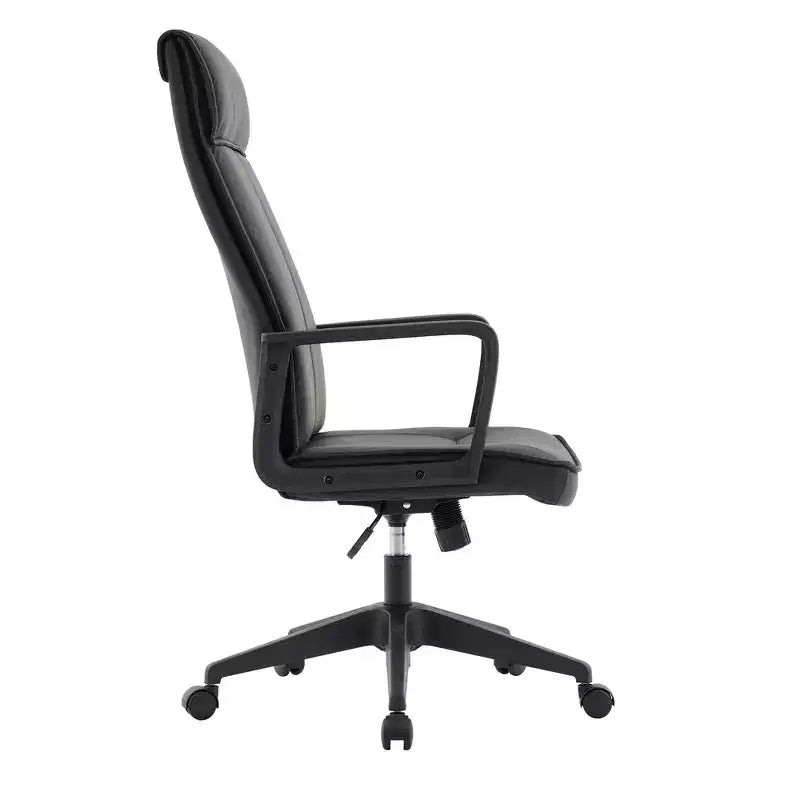 Chaise de bureau haute en cuir LeisureMod Aiaria Collection - Ergonomique, pivotante et inclinable - Roulettes doubles pour l'espace de travail