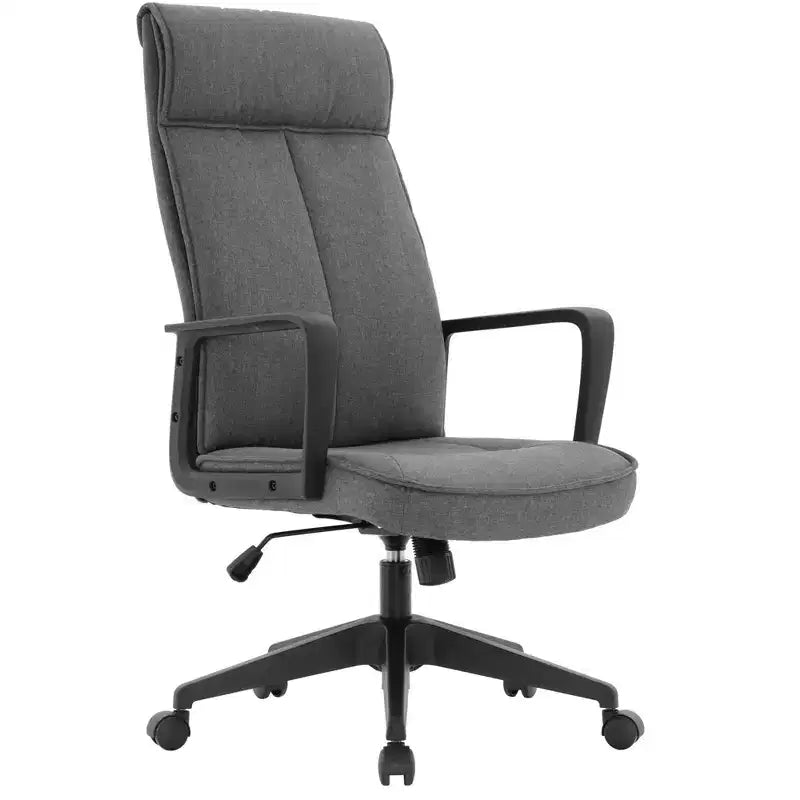 Chaise de bureau haute en cuir LeisureMod Aiaria Collection - Ergonomique, pivotante et inclinable - Roulettes doubles pour l'espace de travail