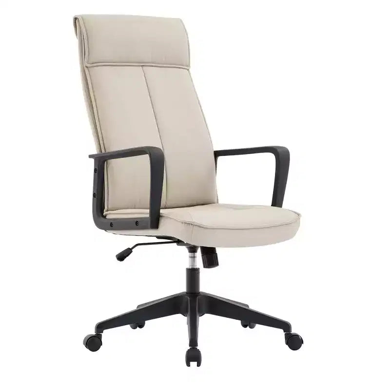 Chaise de bureau haute en cuir LeisureMod Aiaria Collection - Ergonomique, pivotante et inclinable - Roulettes doubles pour l'espace de travail