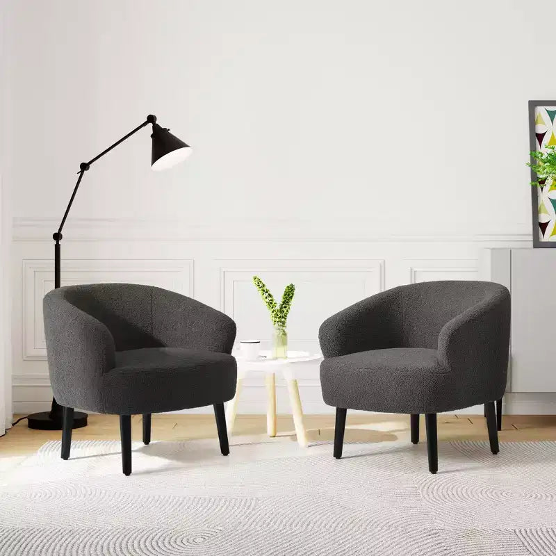 WestinTrends Alexandria Fauteuil d'appoint en similicuir imitation fourrure de mouton de style Mid-Century (Lot de 2) - 73,6 cm de large