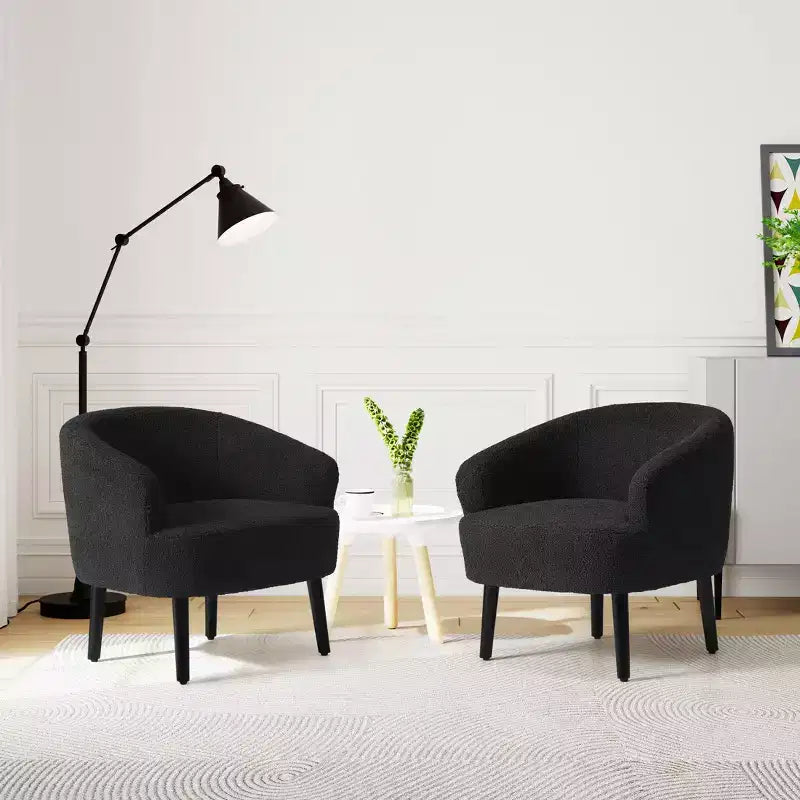 WestinTrends Alexandria Fauteuil d'appoint en similicuir imitation fourrure de mouton de style Mid-Century (Lot de 2) - 73,6 cm de large