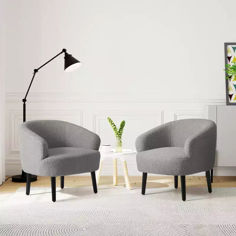 WestinTrends Alexandria Fauteuil d'appoint en similicuir imitation fourrure de mouton de style Mid-Century (Lot de 2) - 73,6 cm de large