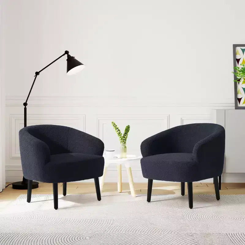 WestinTrends Alexandria Fauteuil d'appoint en similicuir imitation fourrure de mouton de style Mid-Century (Lot de 2) - 73,6 cm de large