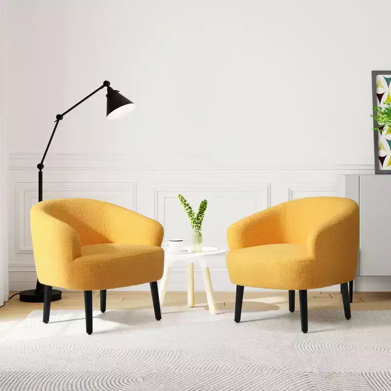 WestinTrends Alexandria Fauteuil d'appoint en similicuir imitation fourrure de mouton de style Mid-Century (Lot de 2) - 73,6 cm de large