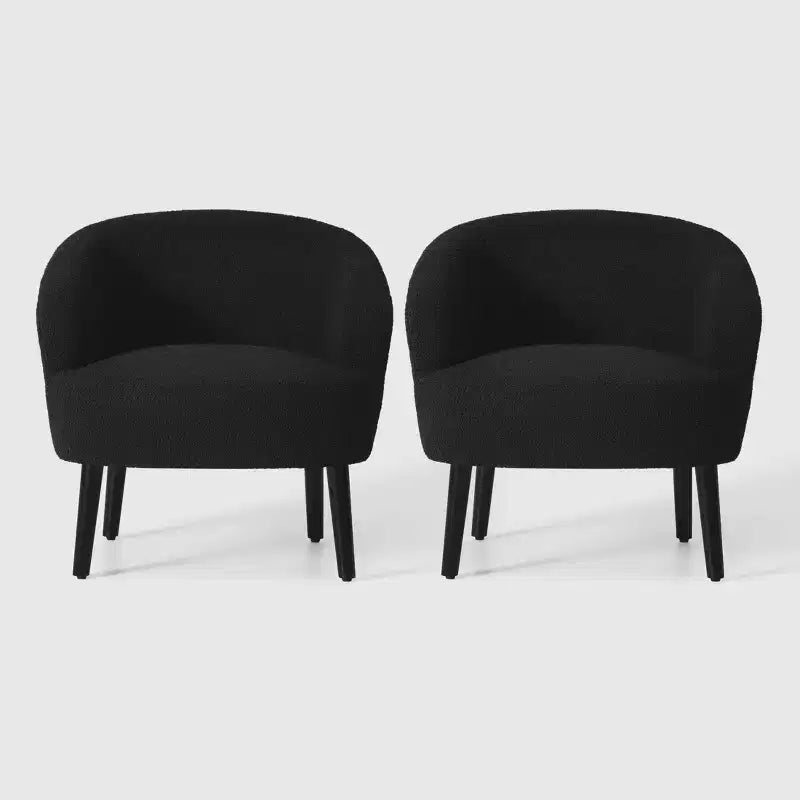WestinTrends Alexandria 29 Wide Mid Century Modern Faux Shearling Barrel Accent Arm Chair (Set of 2)