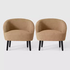 WestinTrends Alexandria Fauteuil d'appoint en similicuir imitation fourrure de mouton de style Mid-Century (Lot de 2) - 73,6 cm de large