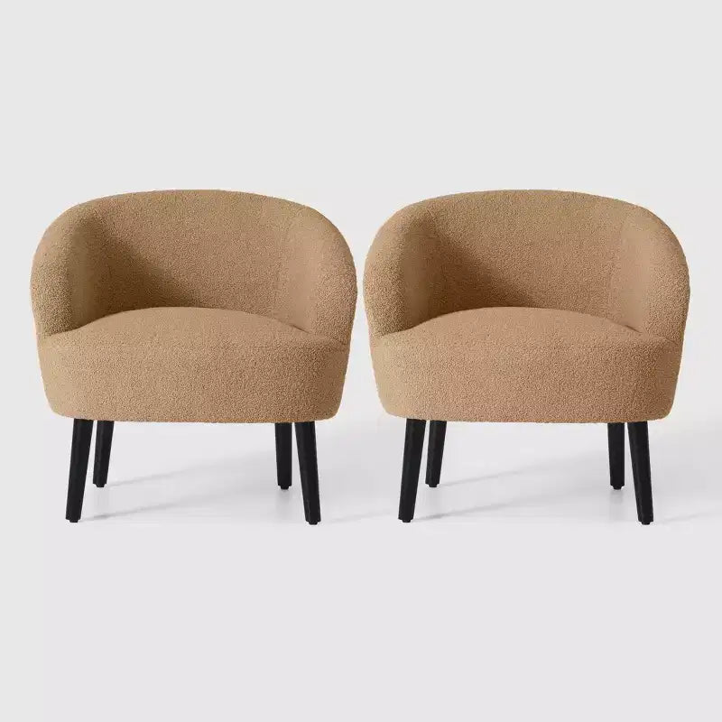 WestinTrends Alexandria Fauteuil d'appoint en similicuir imitation fourrure de mouton de style Mid-Century (Lot de 2) - 73,6 cm de large