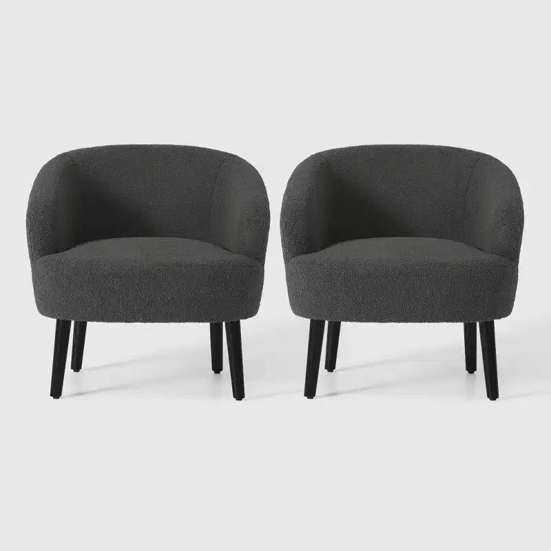 WestinTrends Alexandria Fauteuil d'appoint en similicuir imitation fourrure de mouton de style Mid-Century (Lot de 2) - 73,6 cm de large