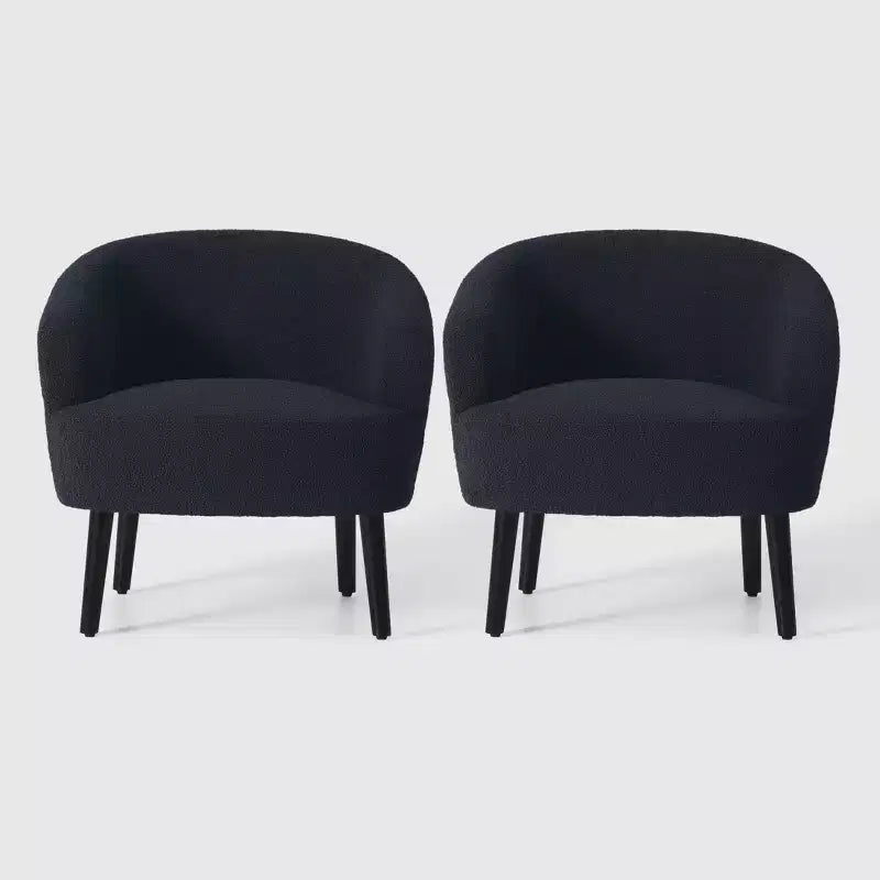 WestinTrends Alexandria Fauteuil d'appoint en similicuir imitation fourrure de mouton de style Mid-Century (Lot de 2) - 73,6 cm de large
