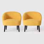 WestinTrends Alexandria Fauteuil d'appoint en similicuir imitation fourrure de mouton de style Mid-Century (Lot de 2) - 73,6 cm de large