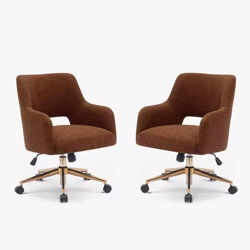 WestinTrends Genevieve Mid-Century Modern Swivel Office Chair With Wheels (Set Of 2), Rust Orange