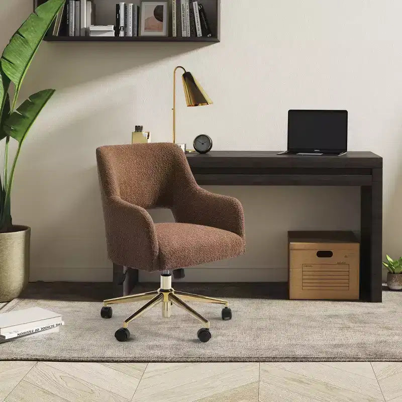 Chaise de bureau pivotante Mid-Century Moderne Genevieve WestinTrends avec roulettes (lot de 2), orange rouille