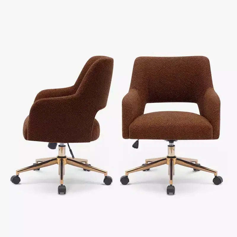 Chaise de bureau pivotante Mid-Century Moderne Genevieve WestinTrends avec roulettes (lot de 2), orange rouille