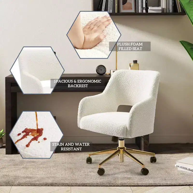 Chaise de bureau pivotante Mid-Century Moderne Genevieve WestinTrends avec roulettes (lot de 2), orange rouille