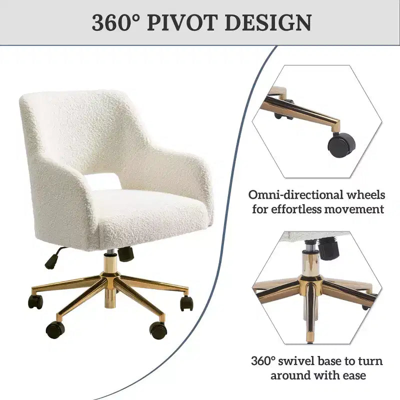 Chaise de bureau pivotante Mid-Century Moderne Genevieve WestinTrends avec roulettes (lot de 2), orange rouille