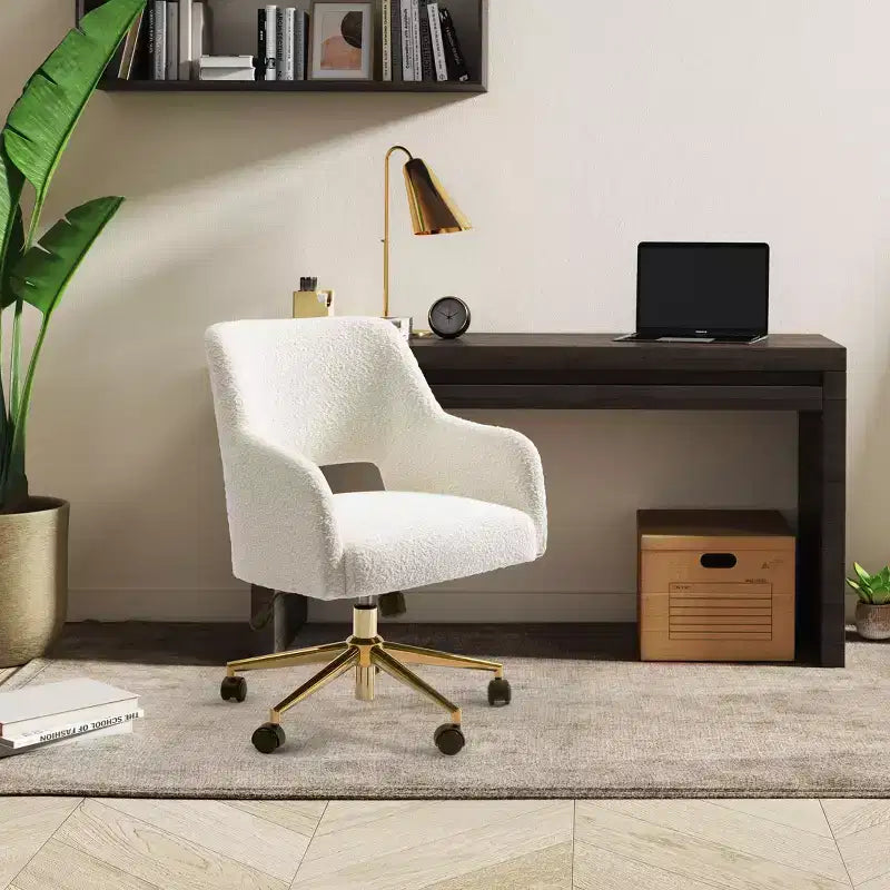 WestinTrends Genevieve Mid-Century Modern Swivel Office Chair With Wheels