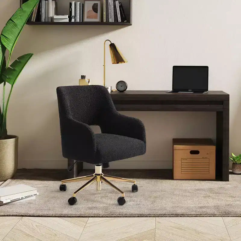 WestinTrends Genevieve Mid-Century Modern Swivel Office Chair With Wheels