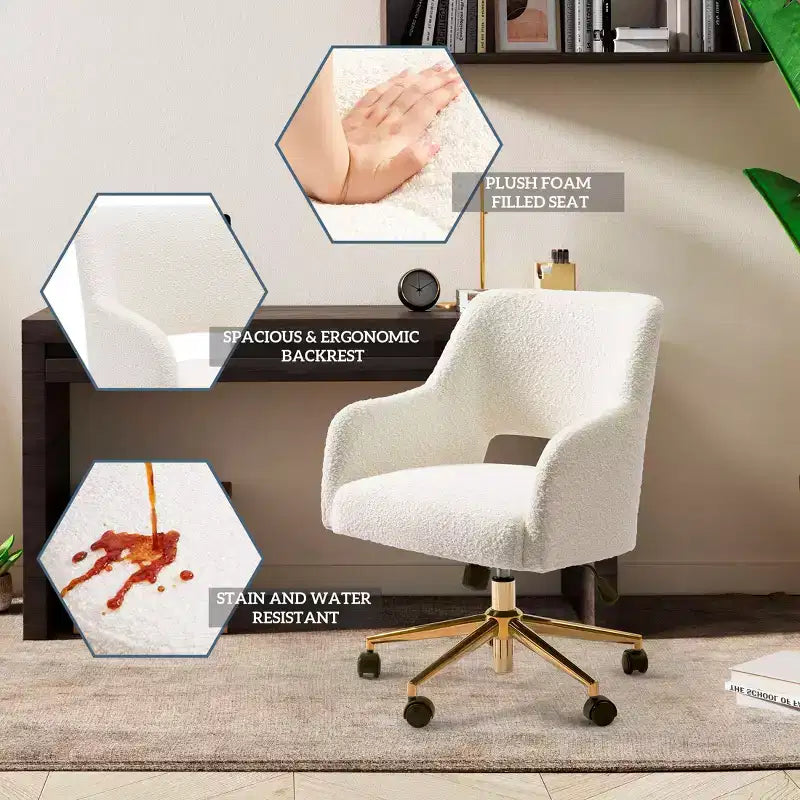 WestinTrends Genevieve Mid-Century Modern Swivel Office Chair With Wheels