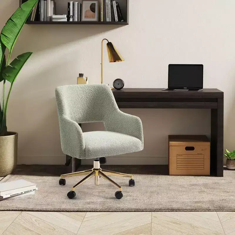 WestinTrends Genevieve Mid-Century Modern Swivel Office Chair With Wheels