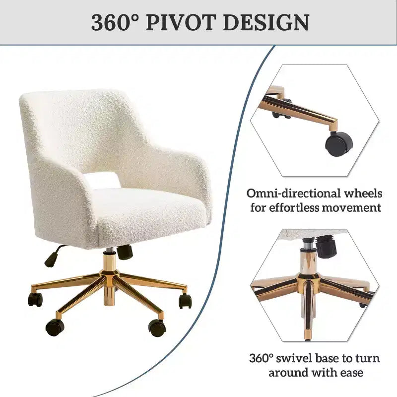 WestinTrends Genevieve Mid-Century Modern Swivel Office Chair With Wheels