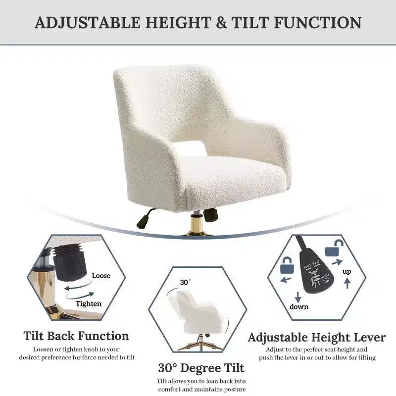 WestinTrends Genevieve Mid-Century Modern Swivel Office Chair With Wheels