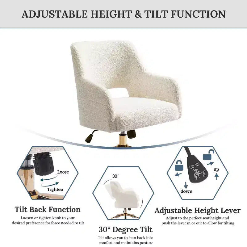 WestinTrends Genevieve Mid-Century Modern Swivel Office Chair With Wheels
