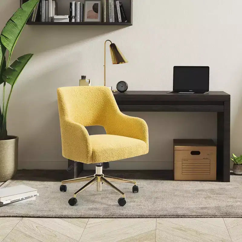 WestinTrends Genevieve Mid-Century Modern Swivel Office Chair With Wheels