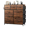 9-Drawer Fabric Dresser Steel Frame Storage Organizer Chest with Wood-Grain Top for Bedroom Closet