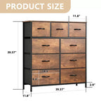 Commode en tissu à 9 tiroirs, cadre en acier, organisateur de rangement avec plateau effet bois pour chambre et placard
