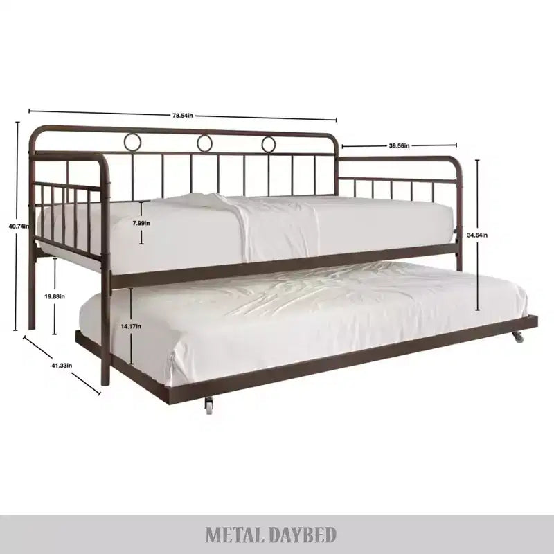 ChaletPosh Lit de Repos Gigogne Double en Métal