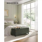 SONGMICS Banc de rangement Ottoman Banc de bout de lit Coffre de rangement Charge jusqu'à 300 kg pour salon et chambre à coucher