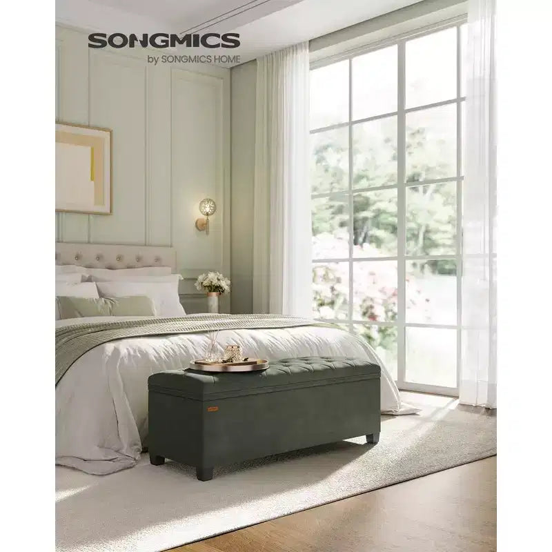 SONGMICS Banc de rangement Ottoman Banc de bout de lit Coffre de rangement Charge jusqu'à 300 kg pour salon et chambre à coucher