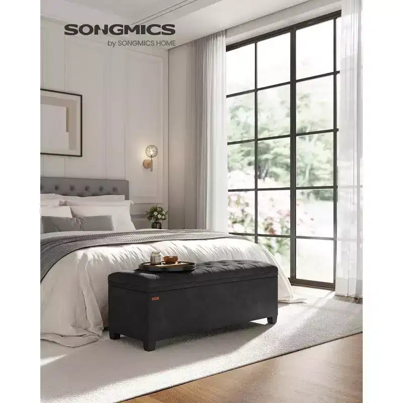 SONGMICS Banc de rangement Ottoman Banc de bout de lit Coffre de rangement Charge jusqu'à 300 kg pour salon et chambre à coucher