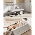 SONGMICS Banc de rangement Ottoman Banc de bout de lit Coffre de rangement Charge jusqu'à 300 kg pour salon et chambre à coucher