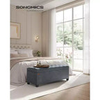 SONGMICS Banc de rangement Ottoman Banc de bout de lit Coffre de rangement Charge jusqu'à 300 kg pour salon et chambre à coucher
