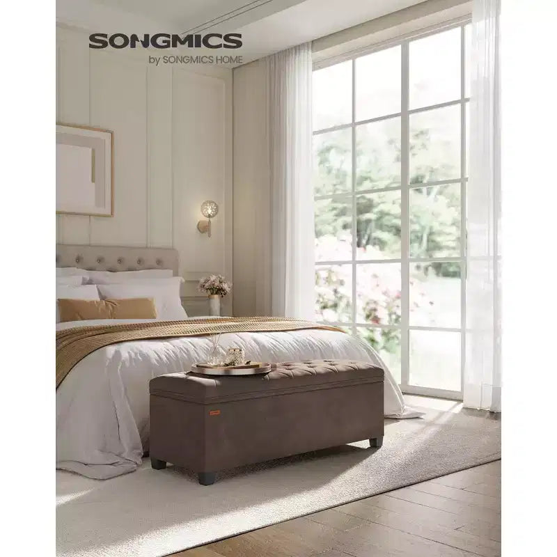 SONGMICS Banc de rangement Ottoman Banc de bout de lit Coffre de rangement Charge jusqu'à 300 kg pour salon et chambre à coucher