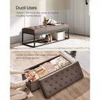 SONGMICS Banc de rangement Ottoman Banc de bout de lit Coffre de rangement Charge jusqu'à 300 kg pour salon et chambre à coucher