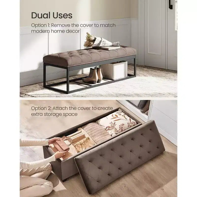 SONGMICS Banc de rangement Ottoman Banc de bout de lit Coffre de rangement Charge jusqu'à 300 kg pour salon et chambre à coucher