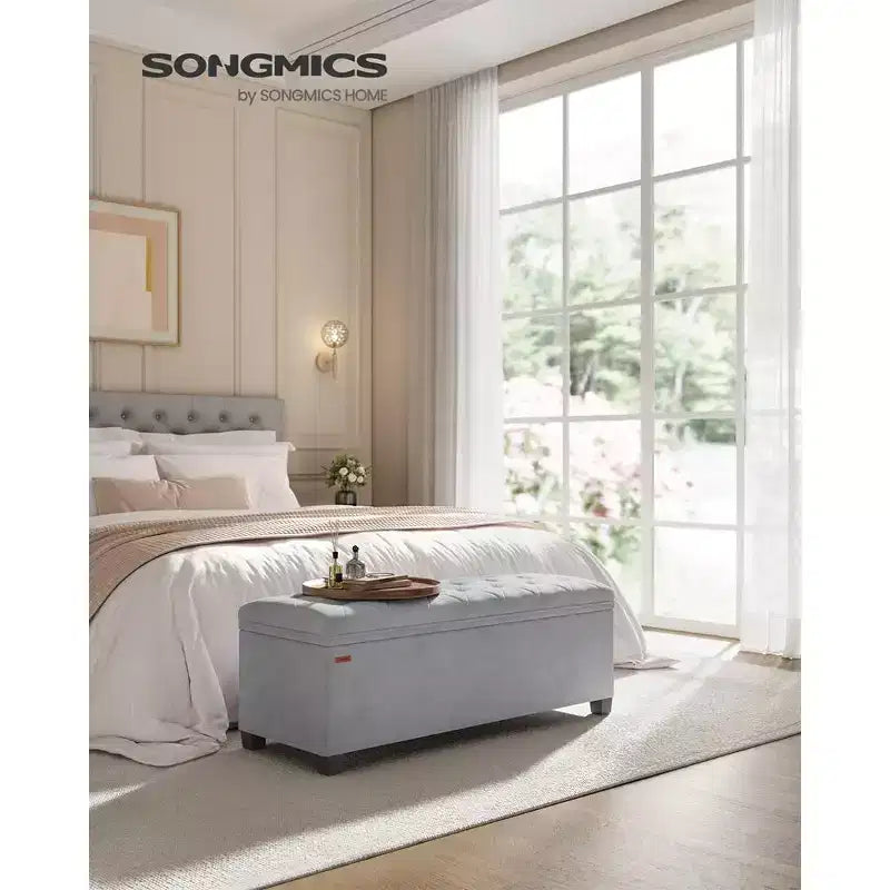 SONGMICS Banc de rangement Ottoman Banc de bout de lit Coffre de rangement Charge jusqu'à 300 kg pour salon et chambre à coucher