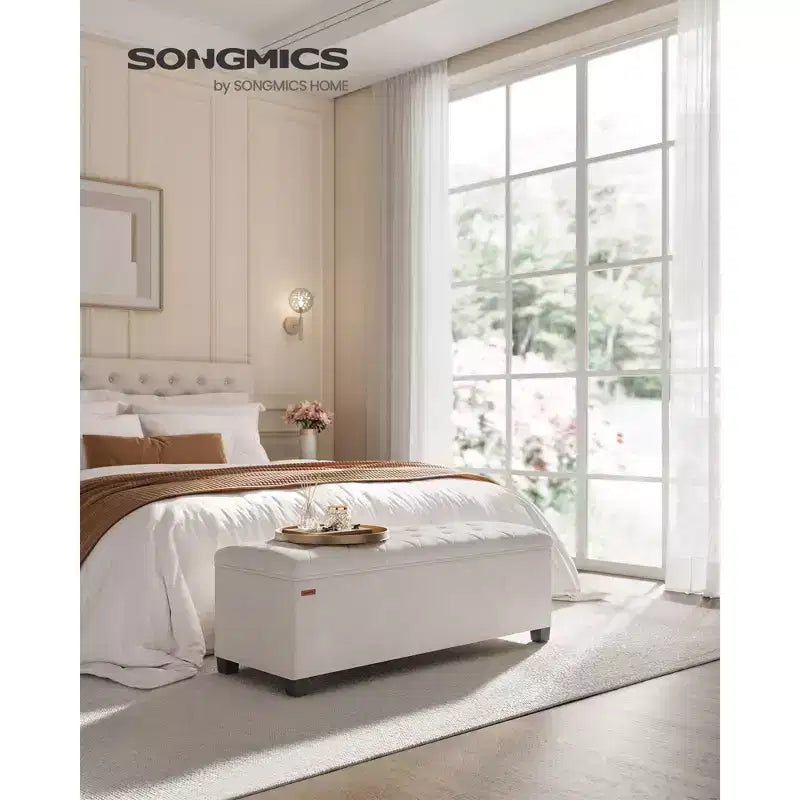 SONGMICS Storage Ottoman Bench End of Bed Bench Storage Chest Load up to 660 lb for Living Room Bedroom