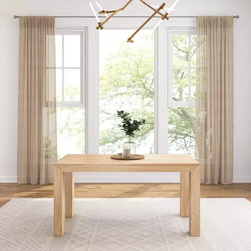 Plank+Beam 60 Table à manger moderne pour 4, Table à manger rectangulaire en bois massif pour cuisine/salle à manger