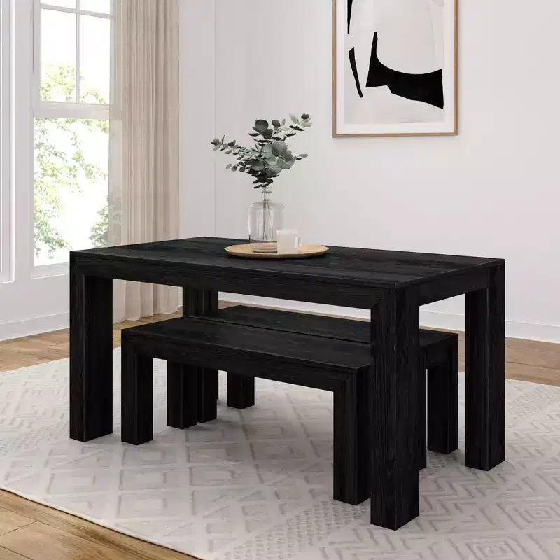 Plank+Beam 60 Table à manger moderne pour 4, Table à manger rectangulaire en bois massif pour cuisine/salle à manger