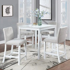 Modern 5-Piece Dining Set with Square Counter Height Table & 4 Upholstered Chairs