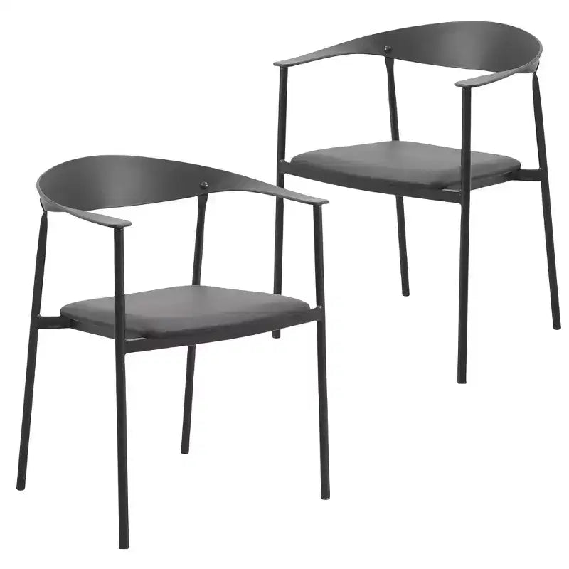 LeisureMod Kora Modern Dining Chair Set of 2  Upholstered Faux Leather with Steel Legs, Comfortable, Stylish Seating for Dining Rooms & Kitchens
